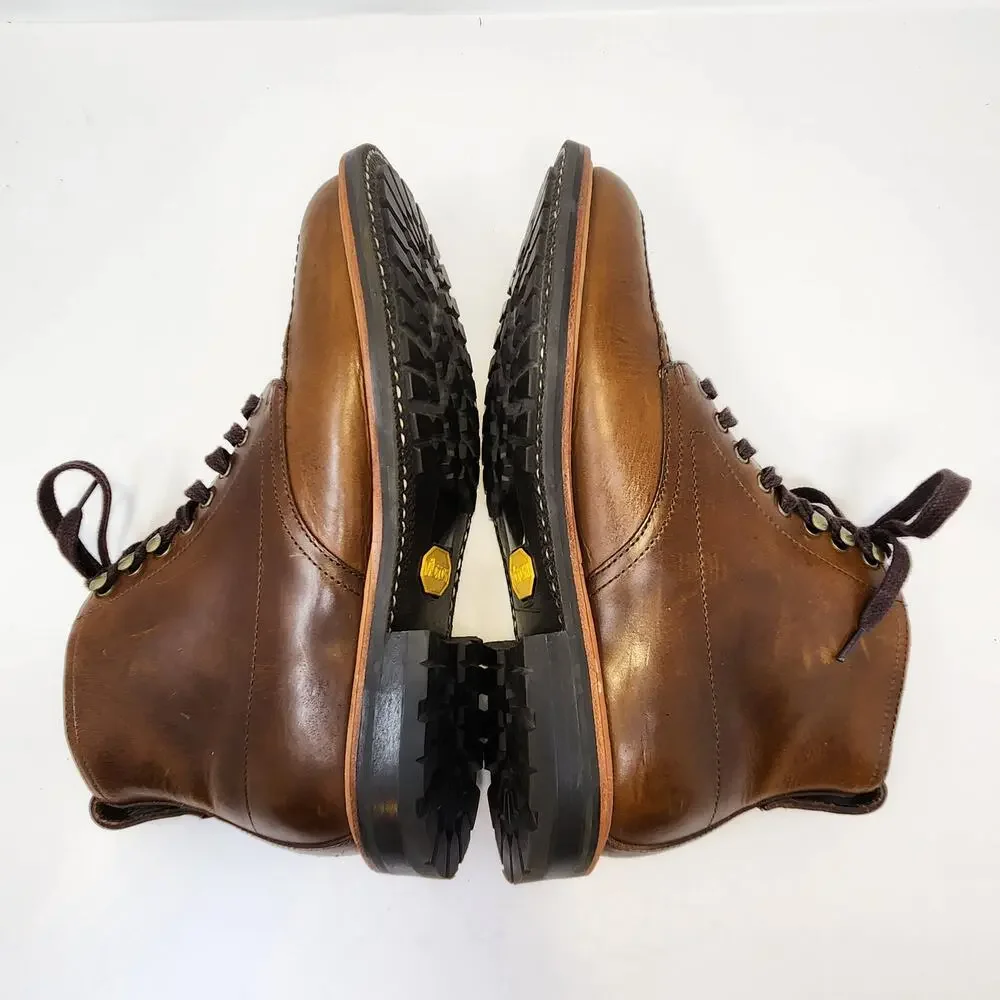 J Crew Kenton Pacer Brown Leather Carpenter Boots Men Size 8.5 Lace Up Ankle